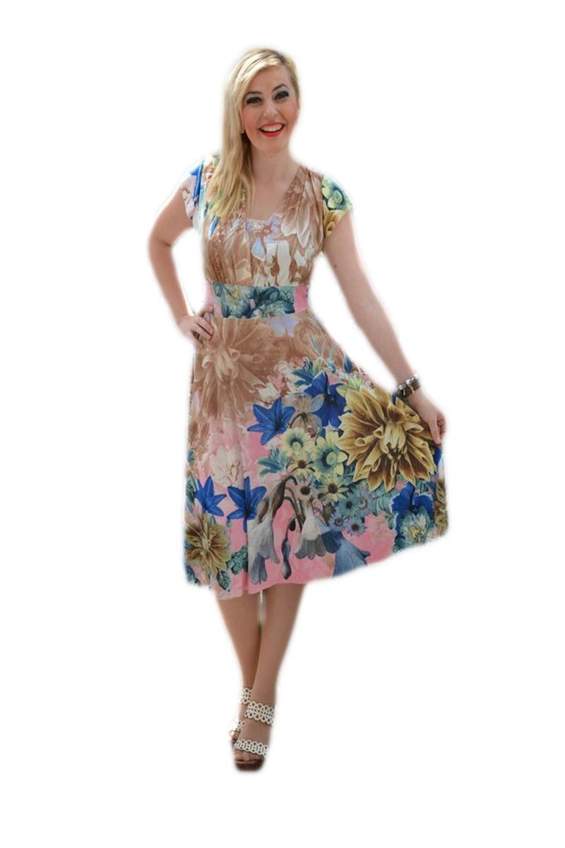 Rochie lejera de vara, model casual, D&J Exclusive, Multicolor
