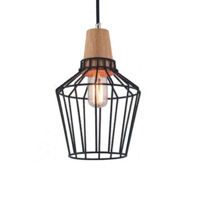 Pendul Resum Sp1 , 1xE27, metal + lemn, finisaj negru