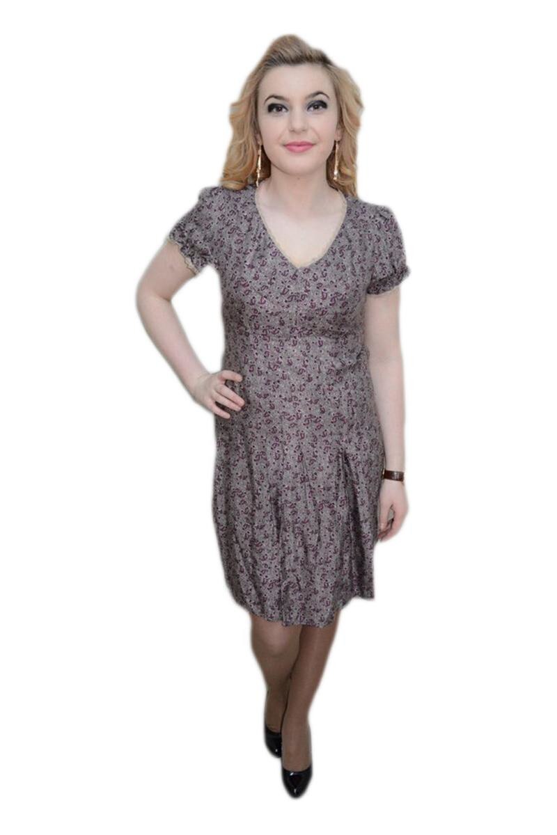 Rochie maneci scurte, decolteu in V, D&J Exclusive, Multicolor