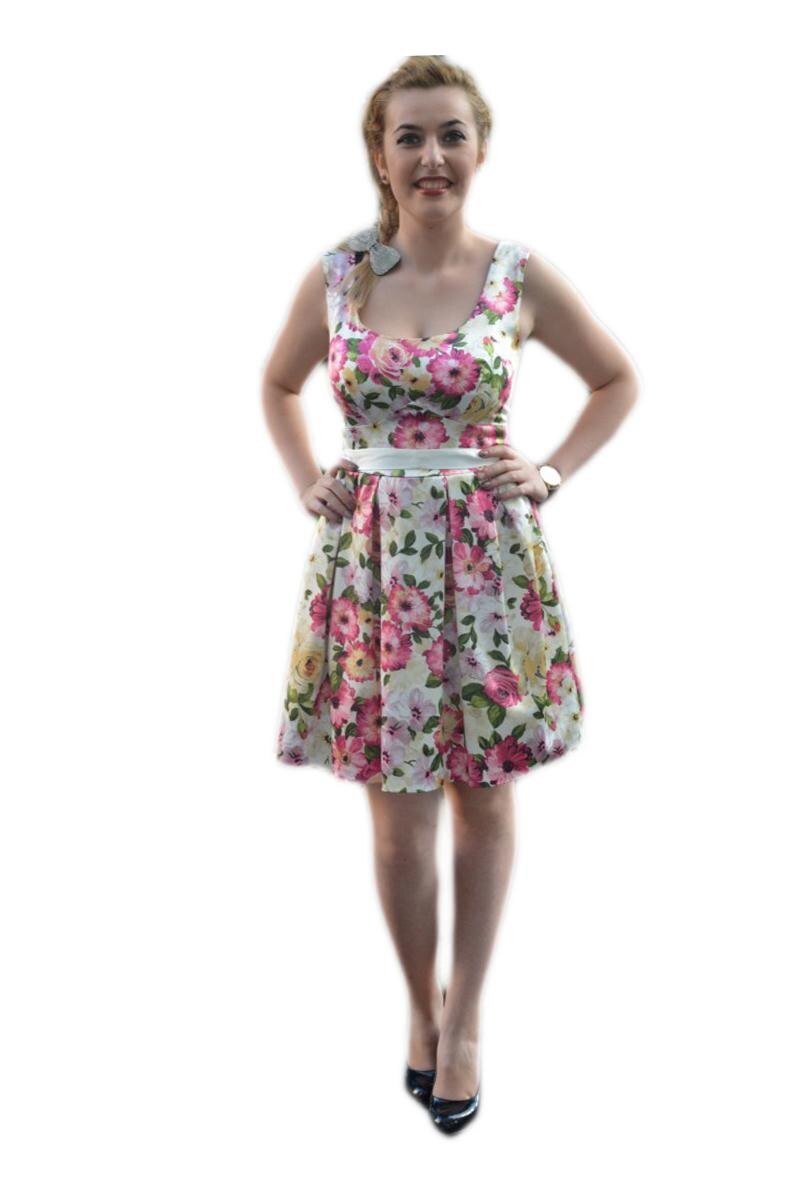 Rochie eleganta, multicolora, imprimeu floral, D&J Exclusive, Multicolora, 36