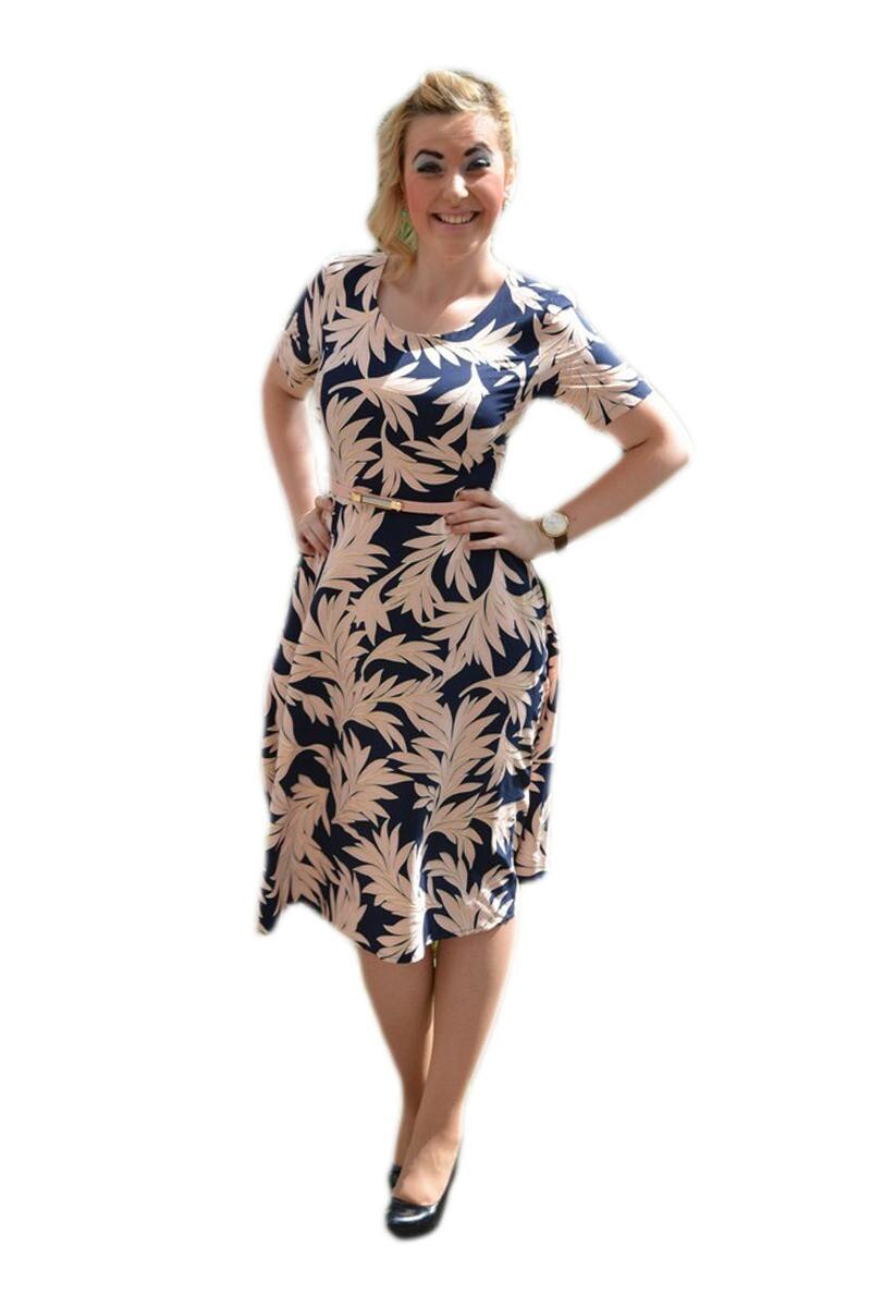 Rochie moderna, bleumarin cu roz, D&J Exclusive, Bleumarin/Roz