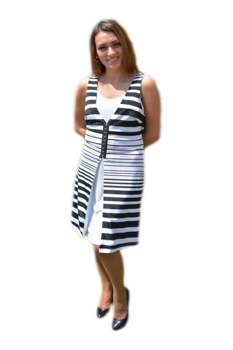 Rochie rafinata de vara, alb-negru, D&J Exclusive, Alb/Negru