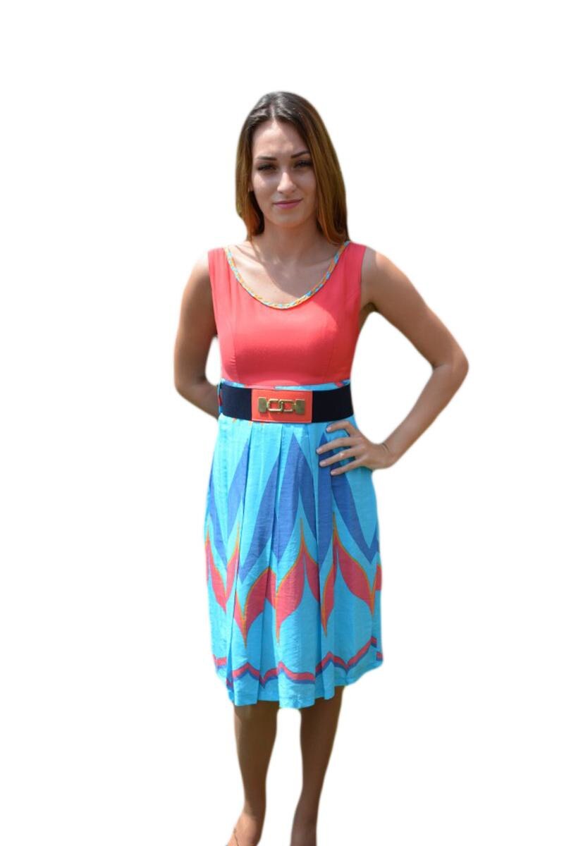 Rochie casual de vara fara maneca, multicolora, D&J Exclusive, Multicolora