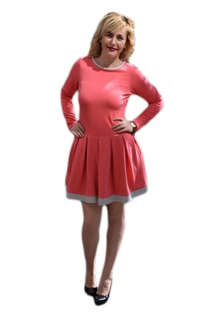 Rochie moderna, fusta in clos, roz, D&J Exclusive, Corai Rochie moderna, fusta in clos, roz, D&J Exclusive, Corai
