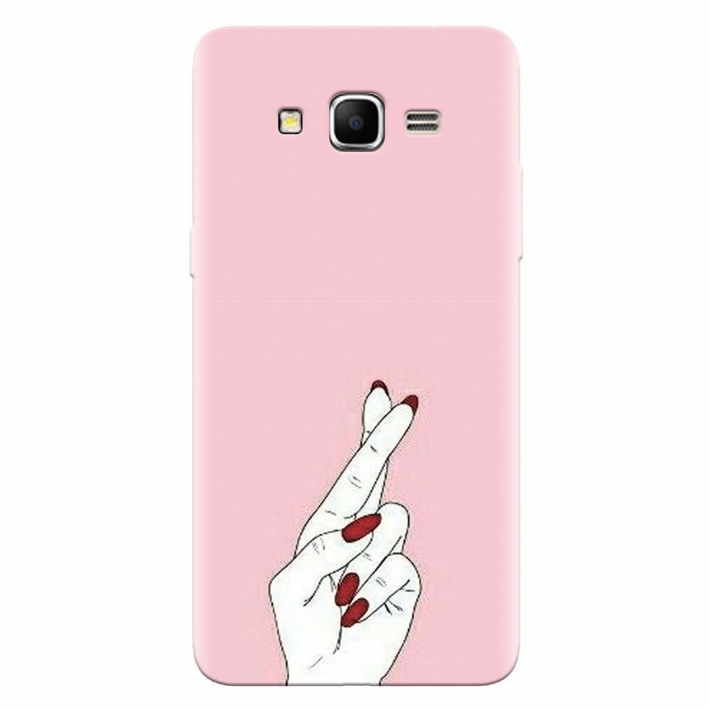 Husa silicon pentru Samsung Grand Prime, Pink Finger Cross