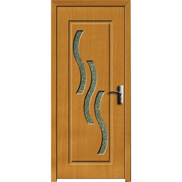 Usa Interior din MDF Cu Toc Inclus Novo Doors ND014H, Dimensiune 200X60 CM, Geam Sablat, Cadru din Lemn Masiv din Rasinoase, Balamale si Clanta Incluse, Toc Reglabil de 10 CM, Plianta Pe o Singura Parte, Stejar Deschis