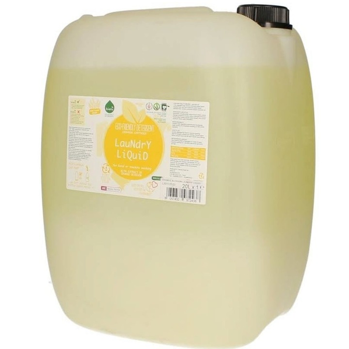 Biolu Folyékony mosószer, Fehér és színes ruhákhoz, BIO, Narancs, 200 mosás, 20L
