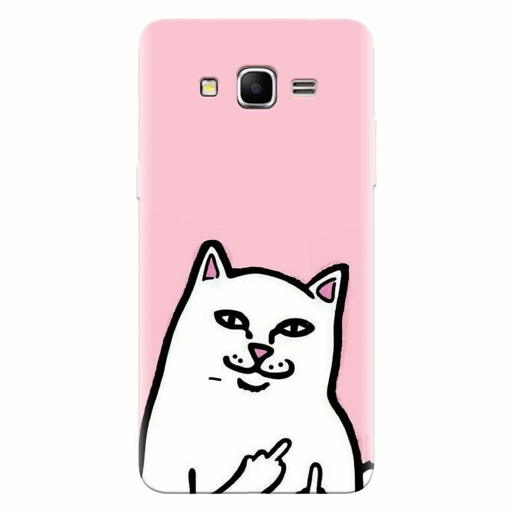Husa silicon pentru Samsung Grand Prime, White Cat