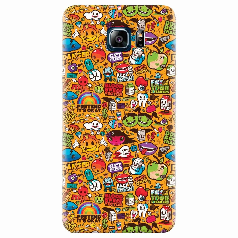 Husa silicon pentru Samsung Galaxy Note 5, Colorful Sticker Illustrations