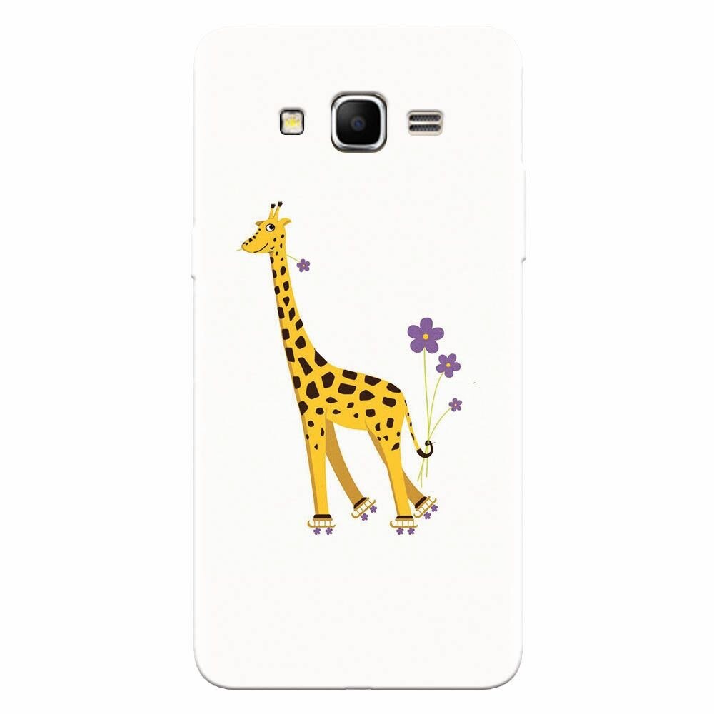 Husa silicon pentru Samsung Grand Prime, Rollerskating Girafe Illustration