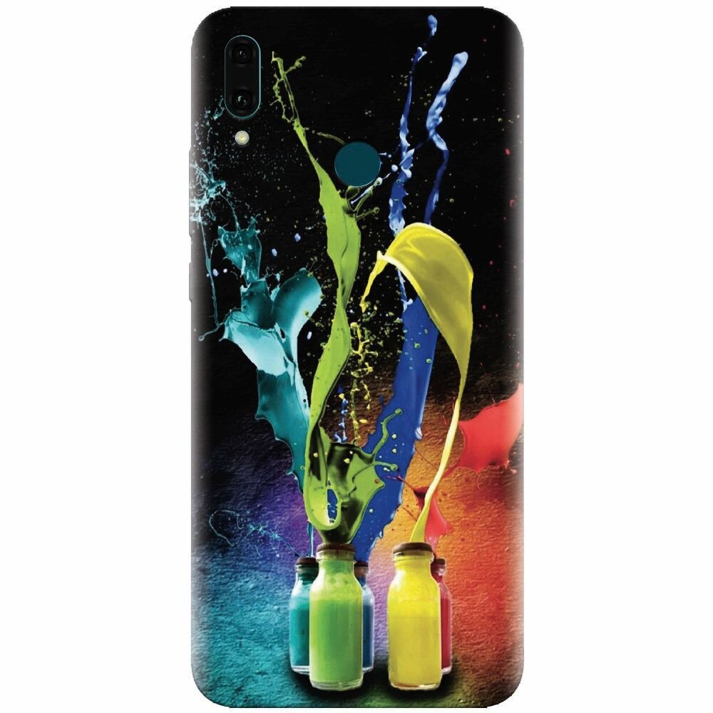 Husa silicon pentru Huawei Y9 2019, Abstract Color Bottles Splash