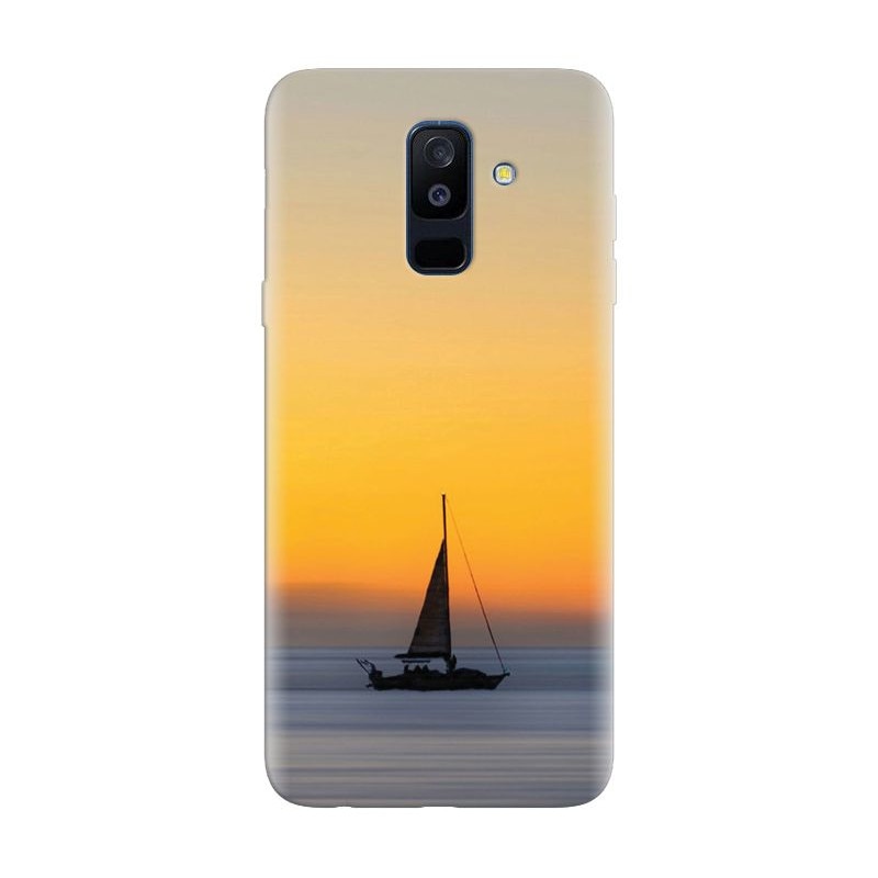 Husa silicon pentru Samsung Galaxy A6 Plus 2018, Wind Sail Boat Ocean Sunset