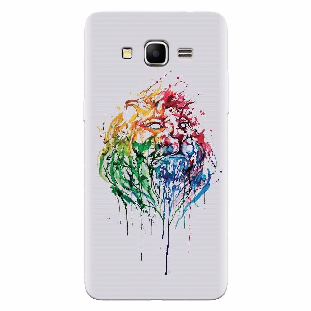 Husa silicon pentru Samsung Grand Prime, Paint Illustration Lion Head