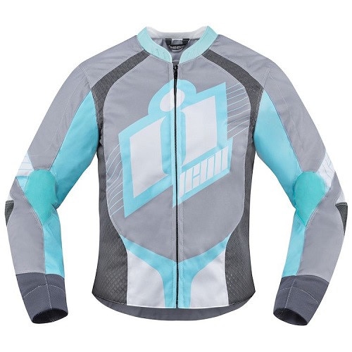 Geaca moto dame textil Icon Overlord 2 culoare gri/albastru deschis marime M