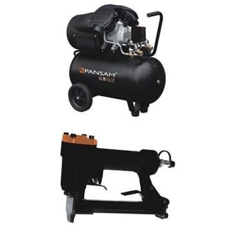 Compresor de aer PANSAM 50L,8 bar,2 cilindrii,400 L/min BONUS Capsator pneumatic Compresor de aer PANSAM 50L,8 bar,2 cilindrii,400 L/min BONUS Capsator pneumatic