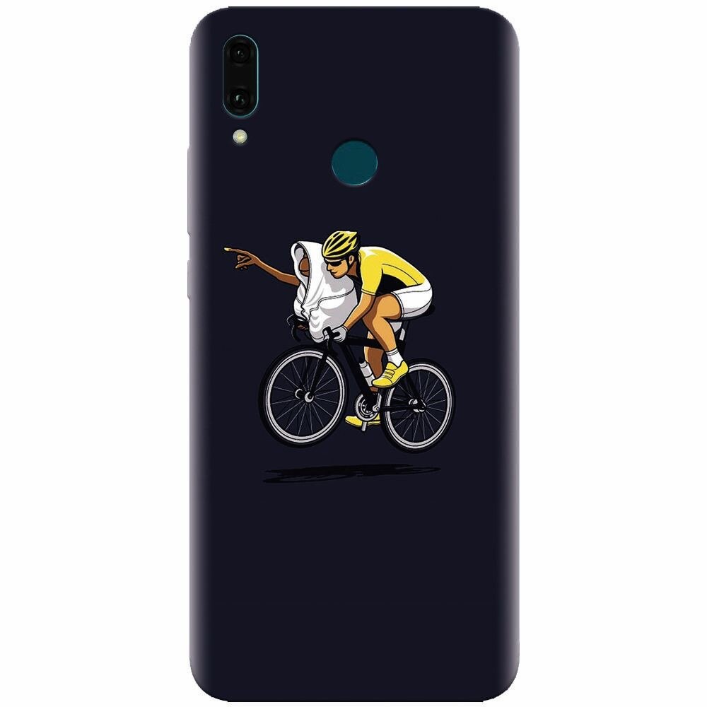 Husa silicon pentru Huawei Y9 2019, ET Riding Bike Funny Illustration