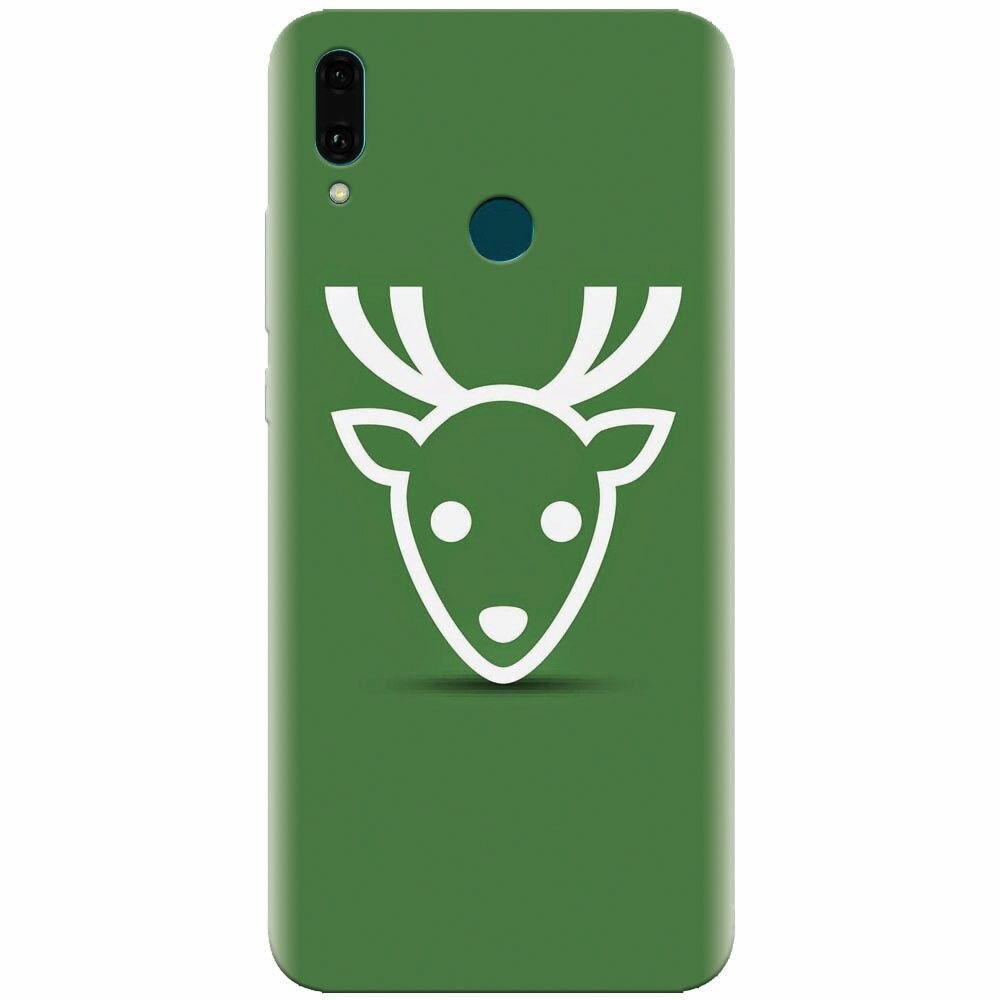 Husa silicon pentru Huawei Y9 2019, Minimal Reindeer Illustration Green