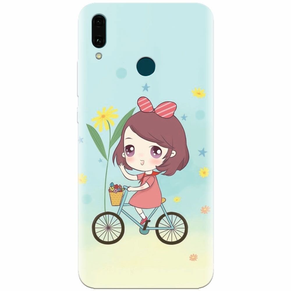 Husa silicon pentru Huawei Y9 2019, Girl And Bike