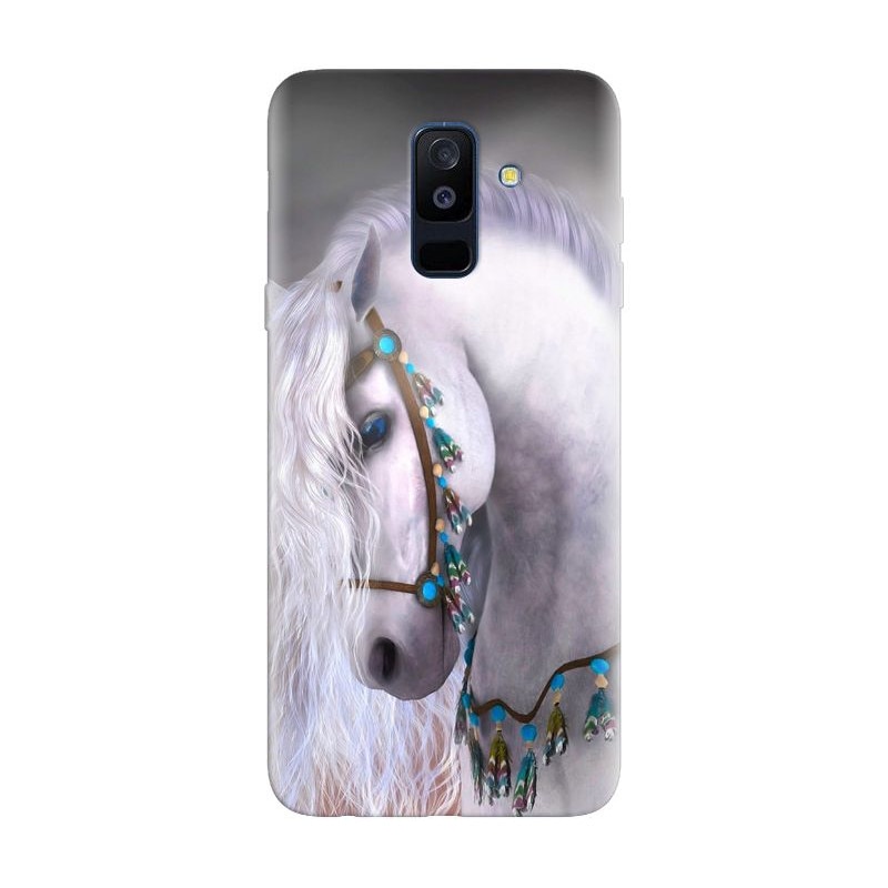 Husa silicon pentru Samsung Galaxy J8 Plus 2018, White Horse