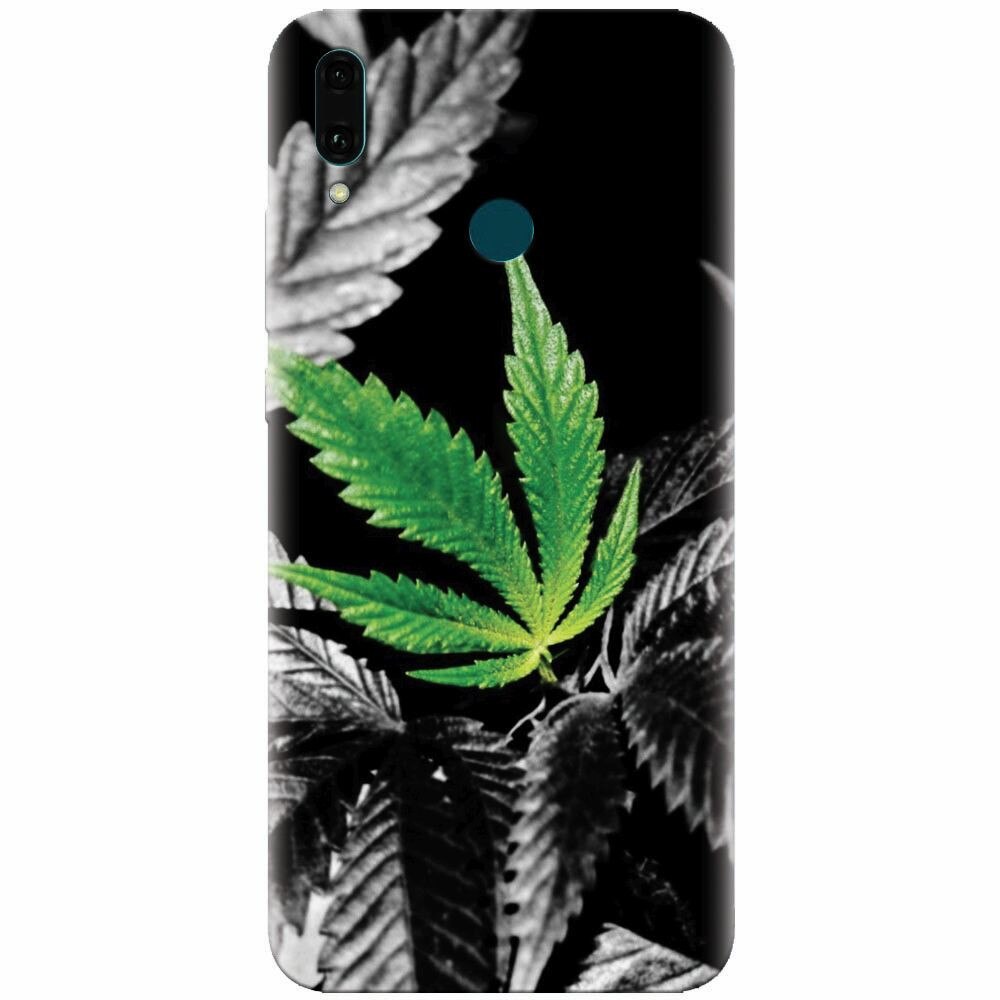 Husa silicon pentru Huawei Y9 2019, Trippy Pot Leaf Green