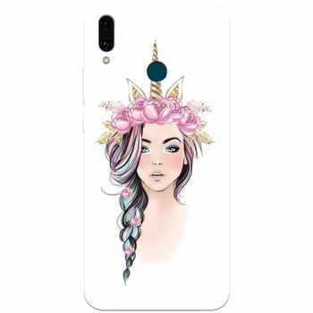 Husa silicon pentru Huawei Y9 2019, Unicorn Girl Husa silicon pentru Huawei Y9 2019, Unicorn Girl