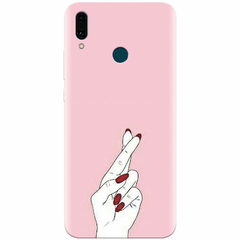 Husa silicon pentru Huawei Y9 2019, Pink Finger Cross