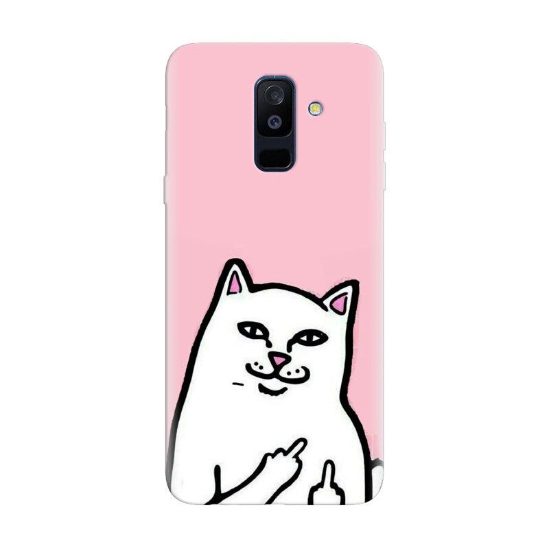 Husa silicon pentru Samsung Galaxy J8 Plus 2018, White Cat