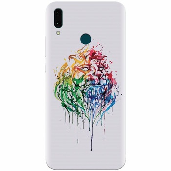 Husa silicon pentru Huawei Y9 2019, Paint Illustration Lion Head Husa silicon pentru Huawei Y9 2019, Paint Illustration Lion Head