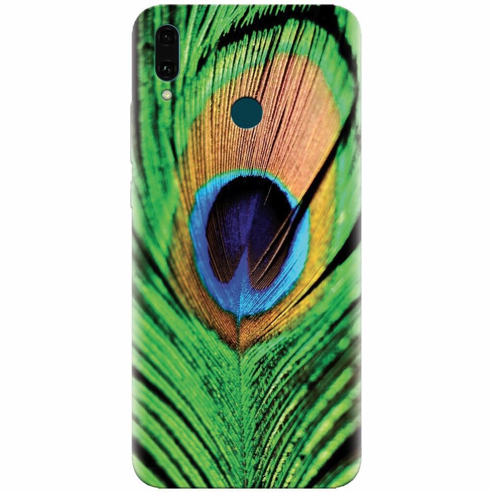 Husa silicon pentru Huawei Y9 2019, Peacock Feather Green Blue