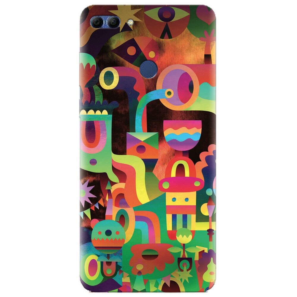 Husa silicon pentru Huawei Y9 2018, Abstract Colorful Shapes