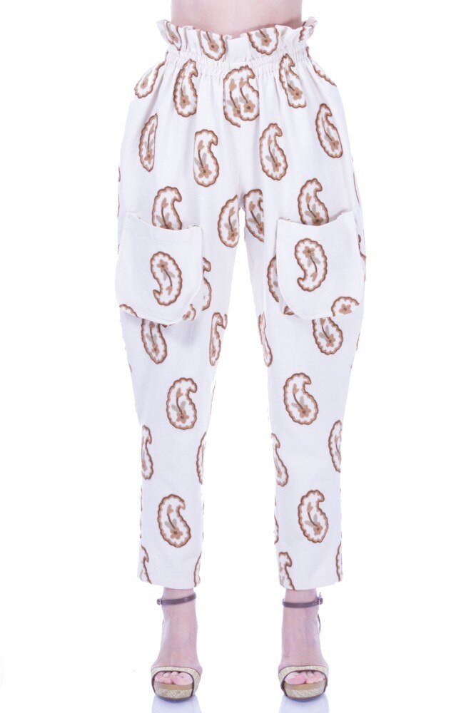 Pantalon bumbac bej Liza Panait I-72E