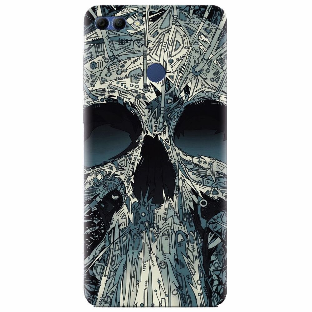 Husa silicon pentru Huawei Y9 2018, Abstract Skull Artwork Illustration