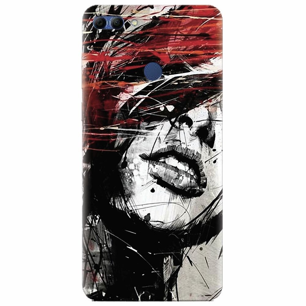 Husa silicon pentru Huawei Y9 2018, Byroglyphics Woman Drawing
