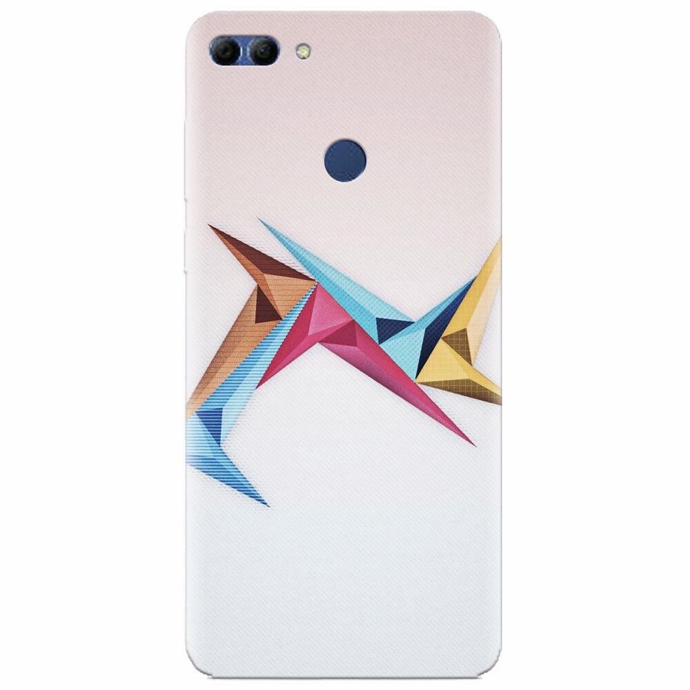 Husa silicon pentru Huawei Y9 2018, Abstract Minimalistic Colors Triangles