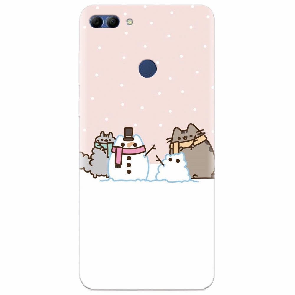 Husa silicon pentru Huawei Y9 2018, Cat And Snowman