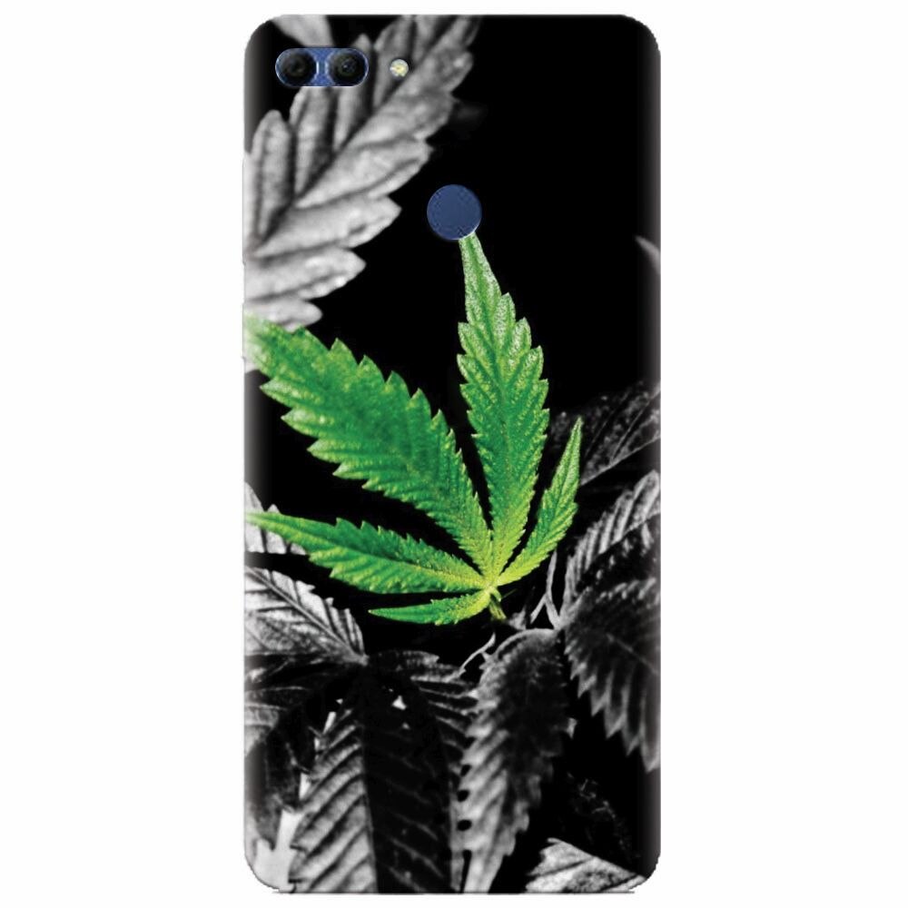 Husa silicon pentru Huawei Y9 2018, Trippy Pot Leaf Green