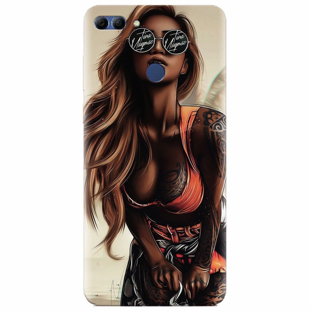 Husa silicon pentru Huawei Y9 2018, Tattoed Girl