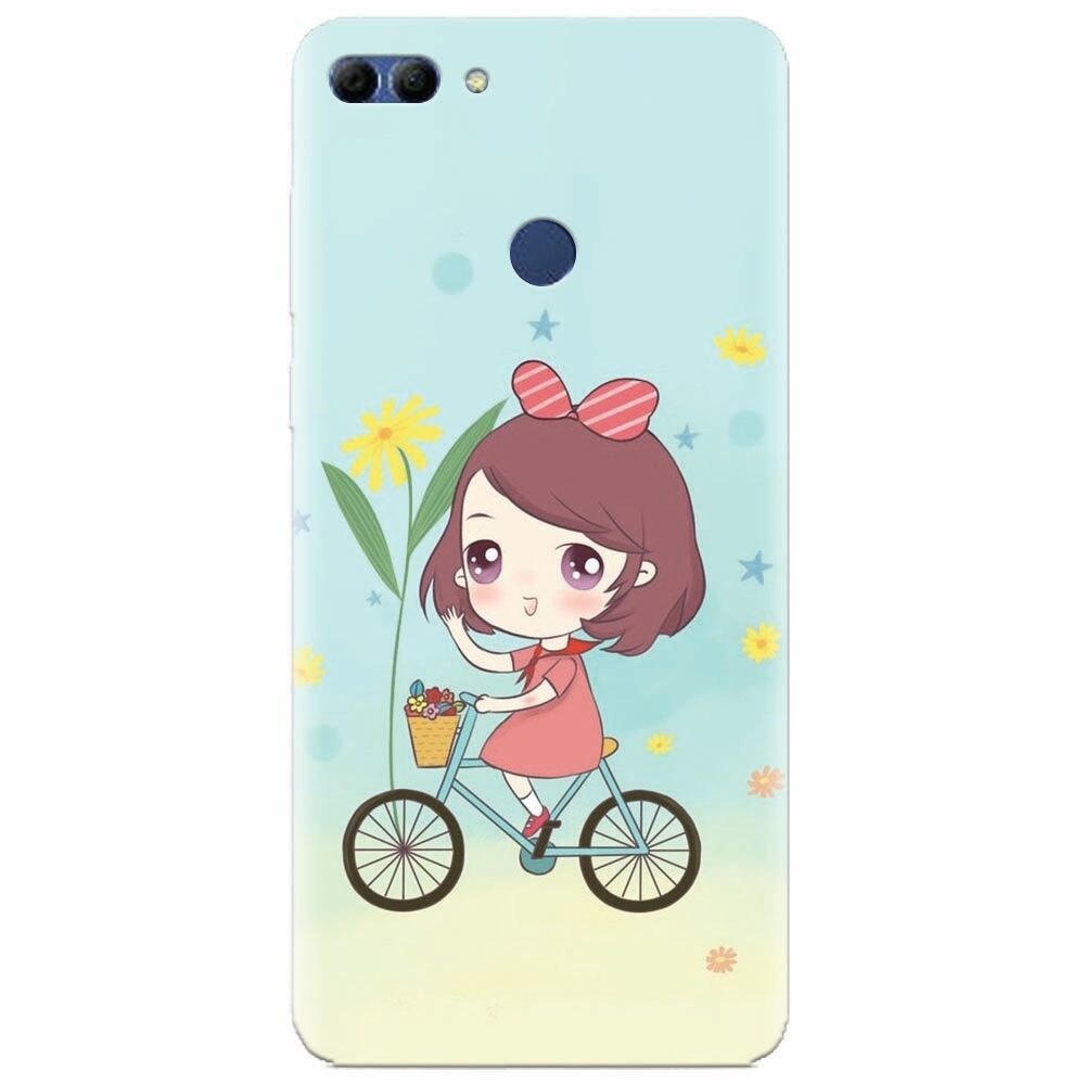 Husa silicon pentru Huawei Y9 2018, Girl And Bike