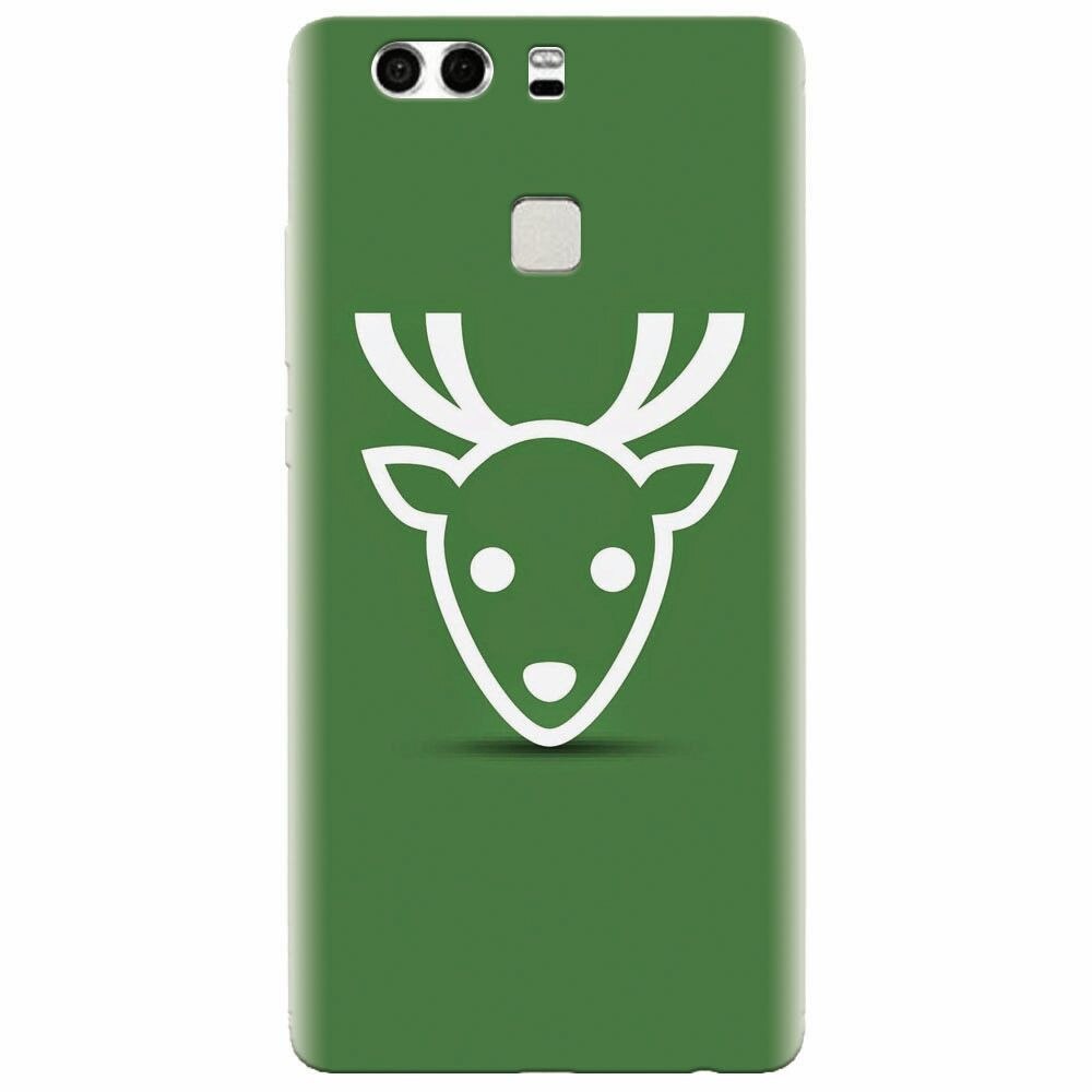 Husa silicon pentru Huawei P9, Minimal Reindeer Illustration Green