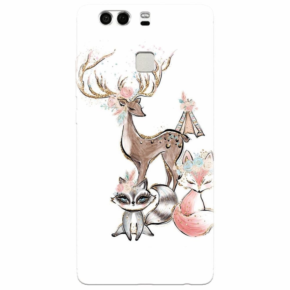 Husa silicon pentru Huawei P9 Plus, Foxs And Deer