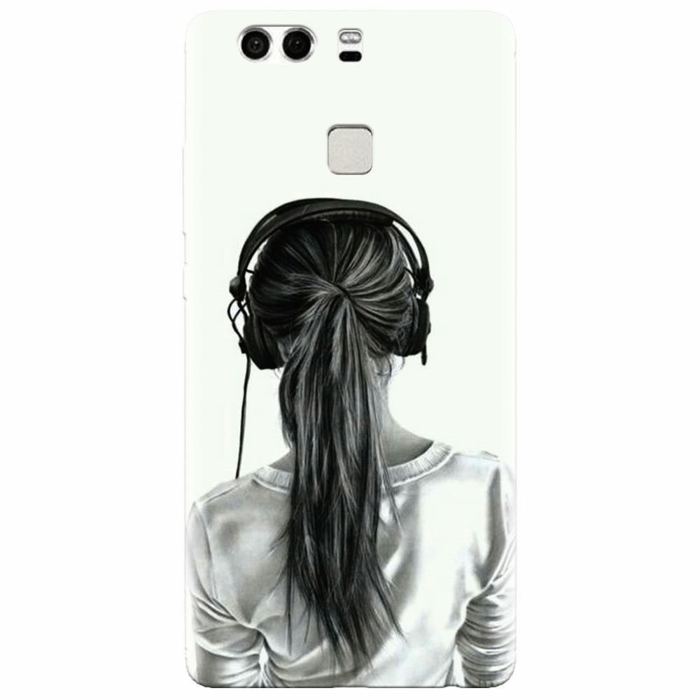 Husa silicon pentru Huawei P9 Plus, Girl With Headphone