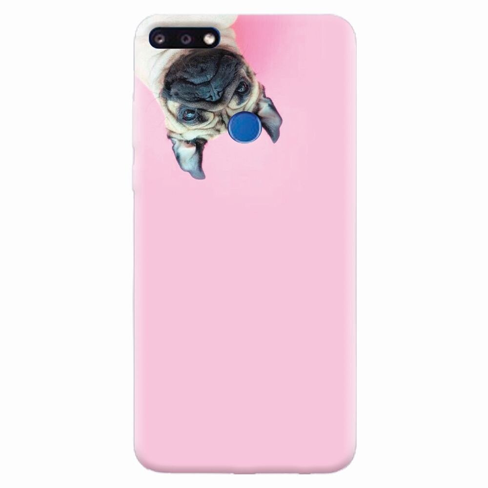 Husa silicon pentru Huawei Y7 Prime 2018, Dog And Pink