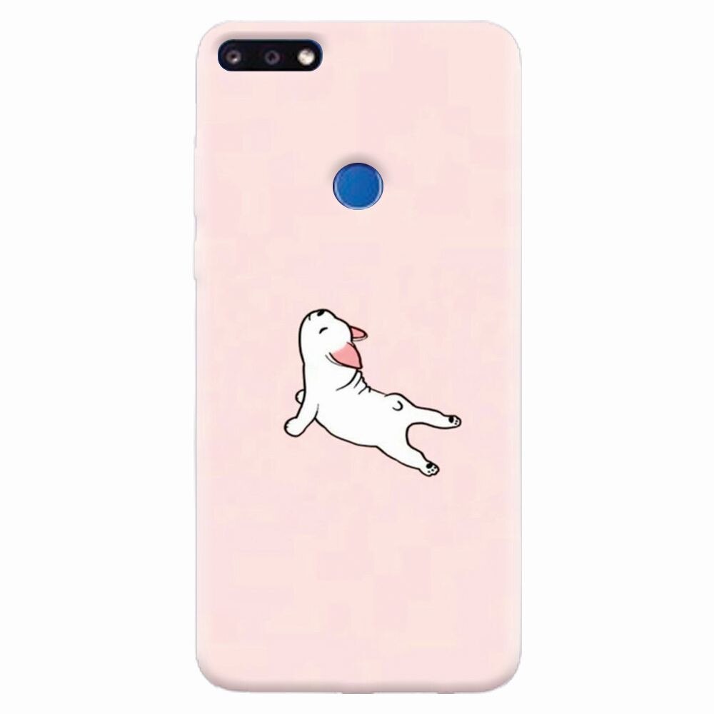 Husa silicon pentru Huawei Y7 Prime 2018, Cute Dog Streching