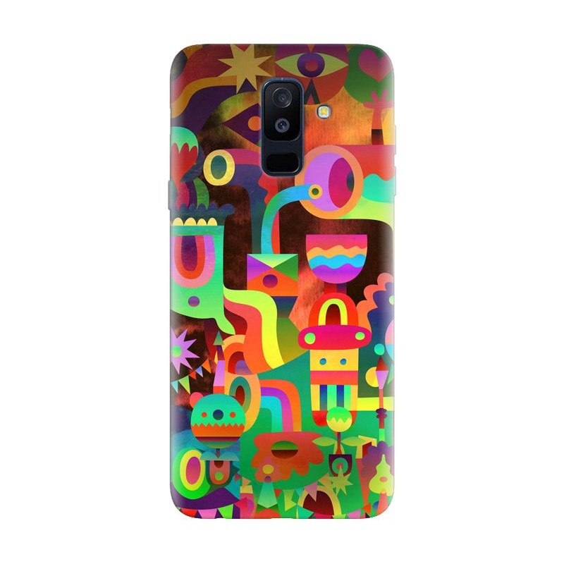 Husa silicon pentru Samsung Galaxy A6 Plus 2018, Abstract Colorful Shapes