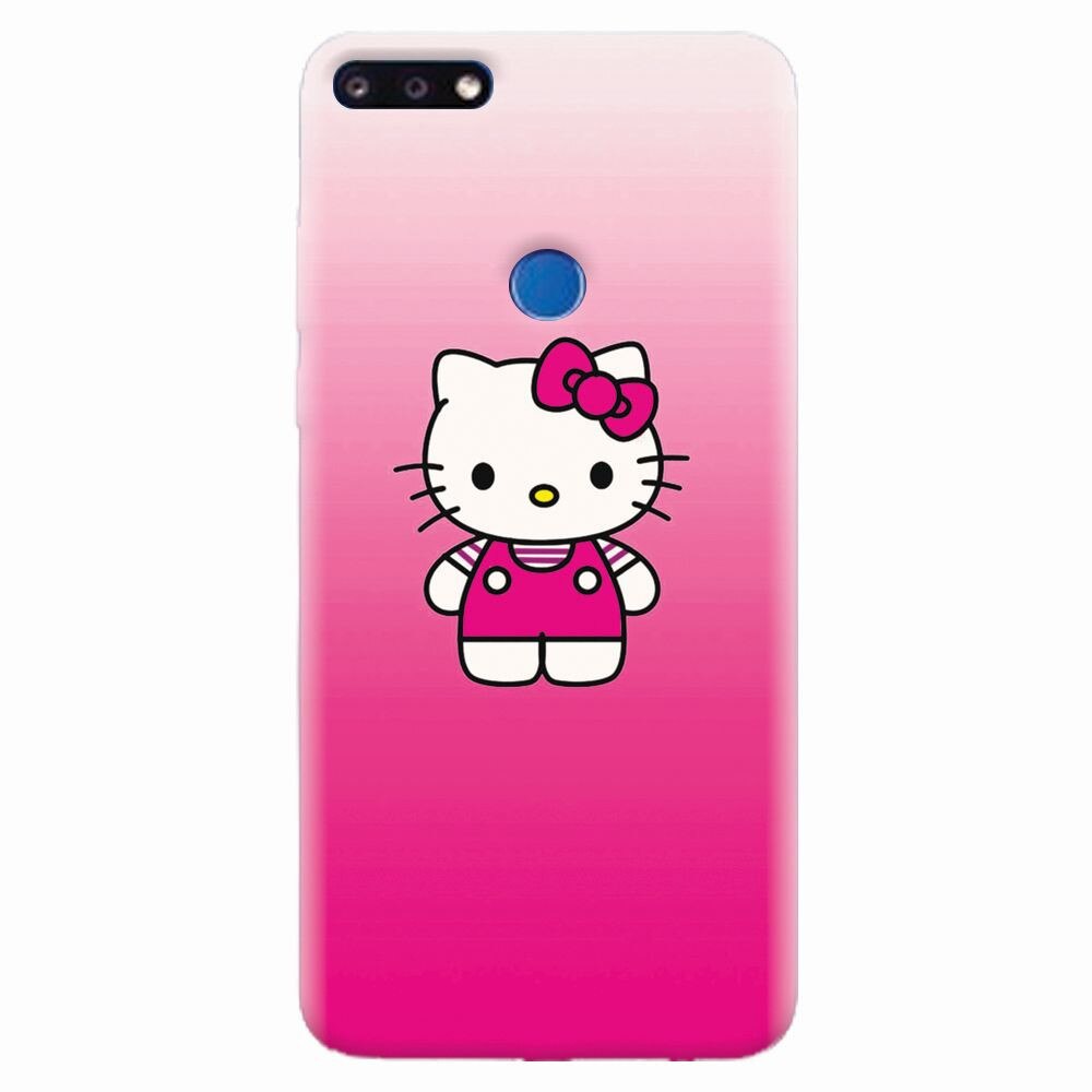 Husa silicon pentru Huawei Y7 Prime 2018, Cute Pink Catty