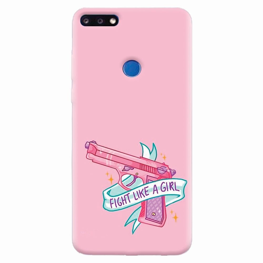 Husa silicon pentru Huawei Y7 Prime 2018, Fight Like A Girl