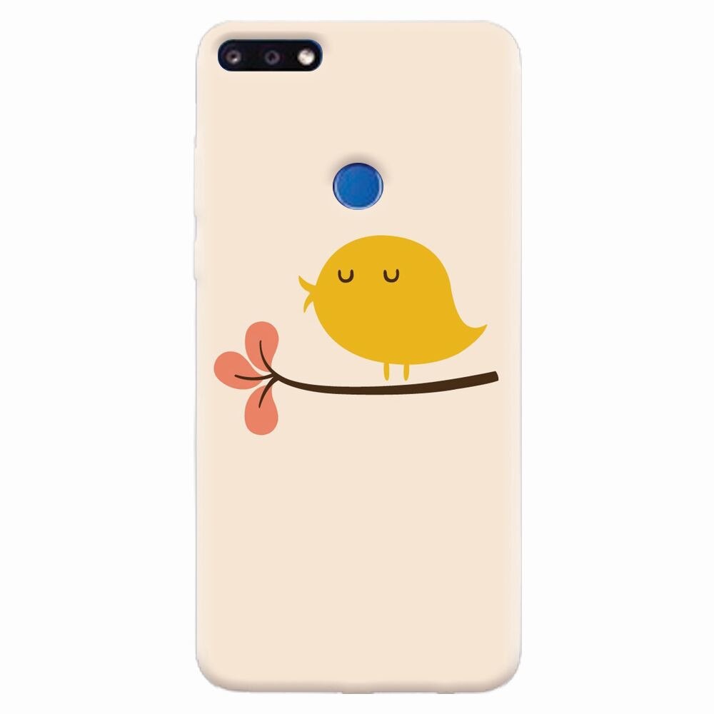Husa silicon pentru Huawei Y7 Prime 2018, Flat Minimal Cute Bird Illustration