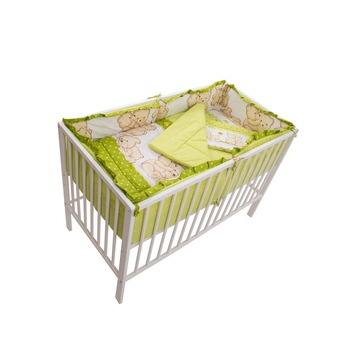 Lenjerie patut cu 7 piese Prietenii Ursuleti Verde 055 Lenjerie patut cu 7 piese Prietenii Ursuleti Verde 055