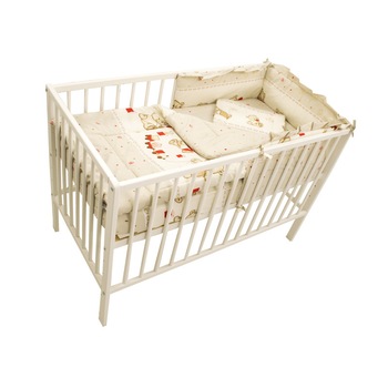 Lenjerie patut cu 5 piese Ursuletii la joaca Bej 056 Lenjerie patut cu 5 piese Ursuletii la joaca Bej 056