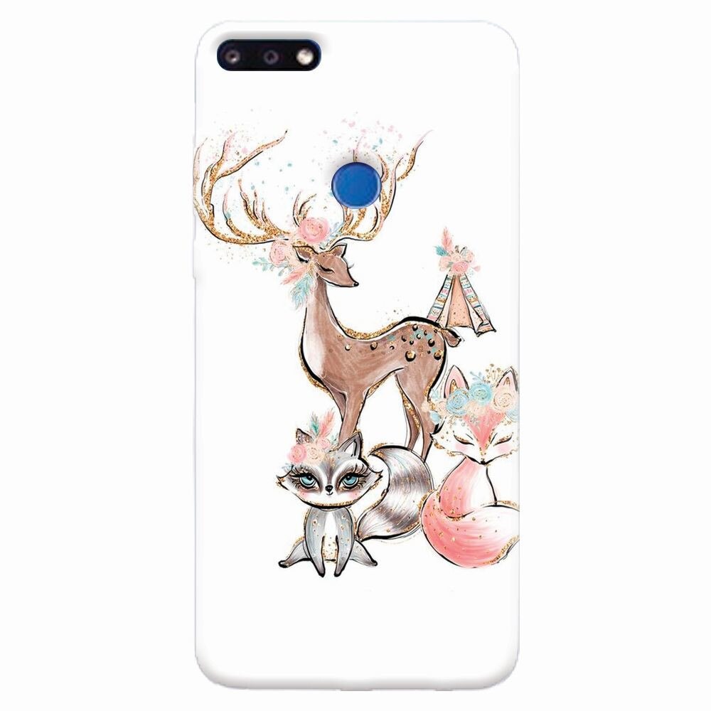 Husa silicon pentru Huawei Y7 Prime 2018, Foxs And Deer